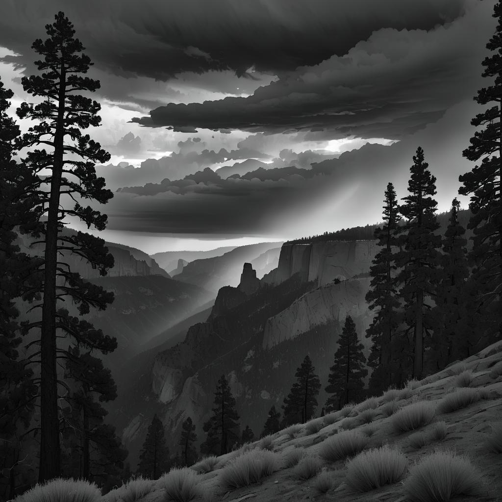 Majestic Canyon Under Stormy Twilight Skies