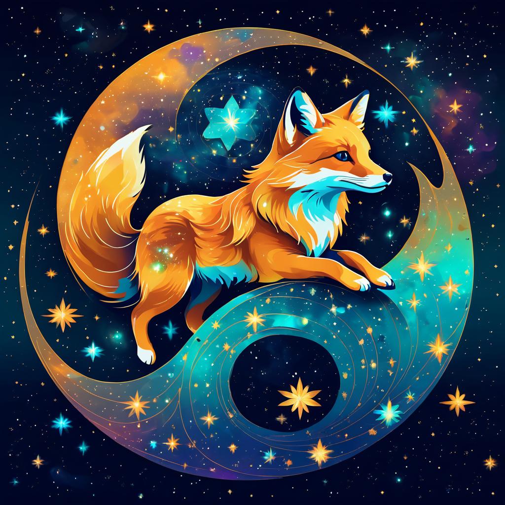 Psychedelic Fox in Cosmic Surroundings