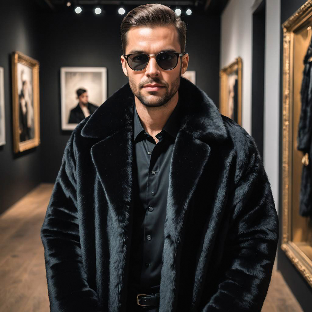 Stylish Man in Trendy Gallery Setting