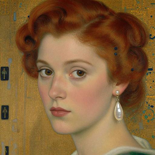 Red-Haired Woman in Klimt Style
