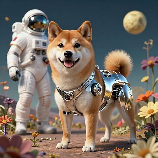 Surreal Cyborg Shiba Inu with Astronaut