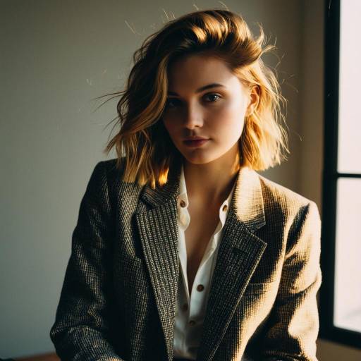 Fashion model with highlights hairstyle in blazer