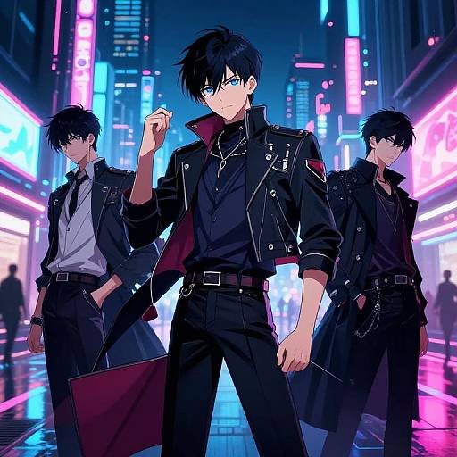 Black-Haired Blue-Eyed Anime Males