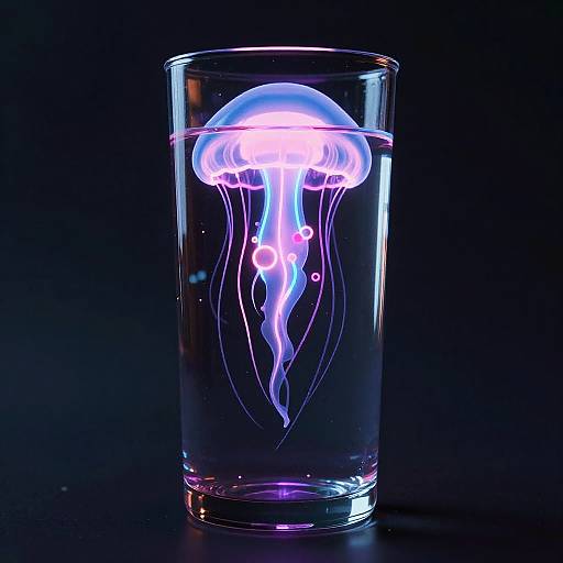 Neon Jellyfish in Glass Vase