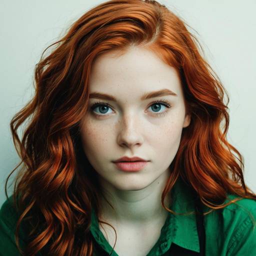 Portrait of Red-Haired Woman with Green Shirt