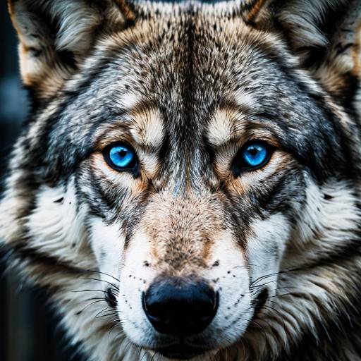Hyper-Realistic Wolf with Blue Eyes