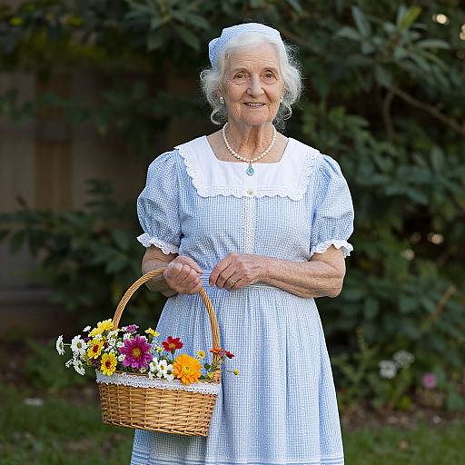 Vintage American Woman with Flowers