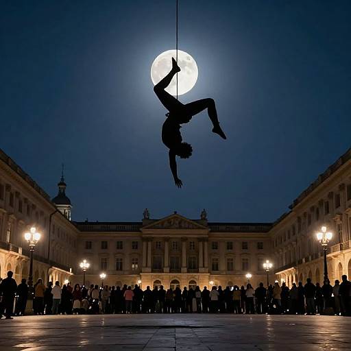 Moonlit Acrobatics Over Grand Plaza