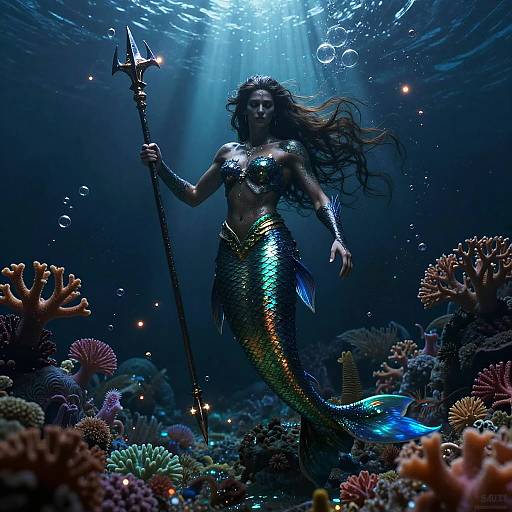 Merfolk Sentinel on Bioluminescent Reef