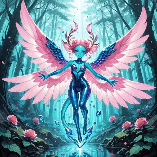 Cobalt Crystal Sprite in Enchanted Forest