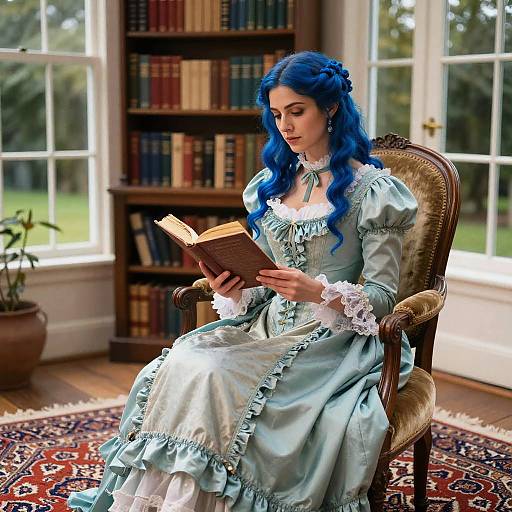 Victorian Woman Reading in Conservatory