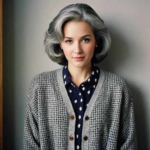 Portrait of Woman in Vintage 1980s Casual Outfit