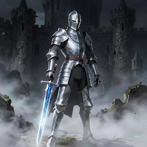 Ghostly Revenant Knight in Mist