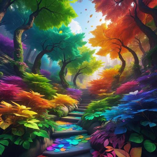 Multicolored Fantasy Forest Path