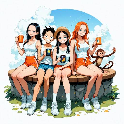 Luffy and Friends Enjoying Snacks