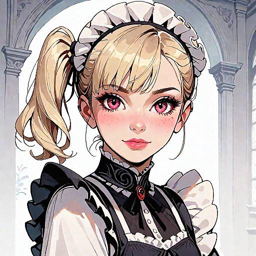 Charming Anime Maid in Gothic Setting