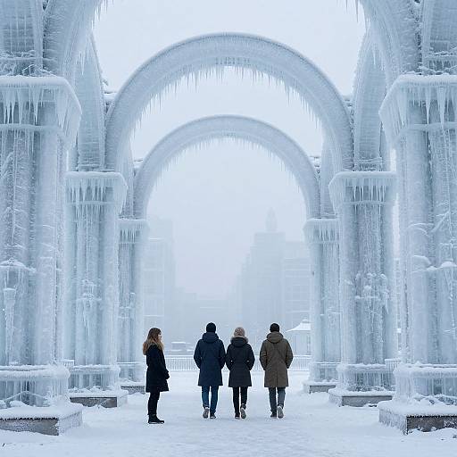 Endless Icy Archways in Frosted City