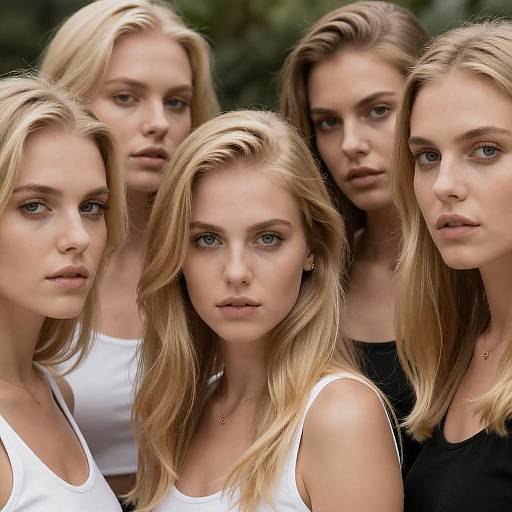 Serious Expressions Among Blonde Friends