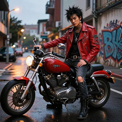 Punk Rock Rider in Urban Dusk