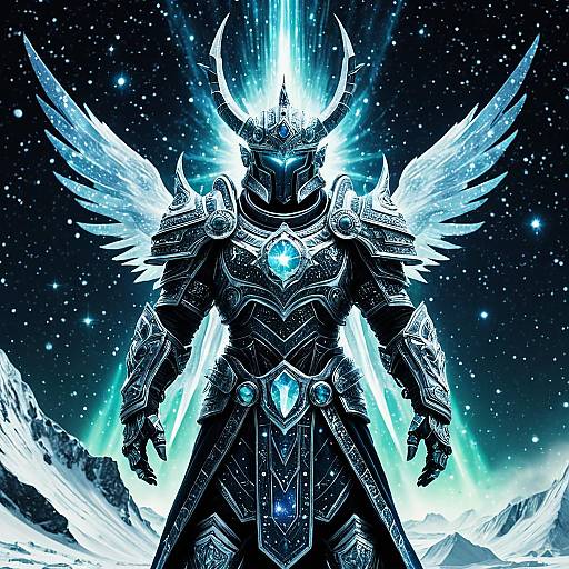 Celestial Warrior with Crystalline Armor and Wings