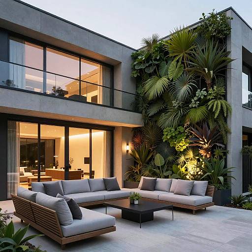 Modern Luxury Home Patios at Twilight