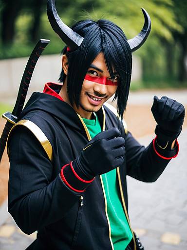 Lifestyle costume photo of Aragami oga. Cosplay clothes