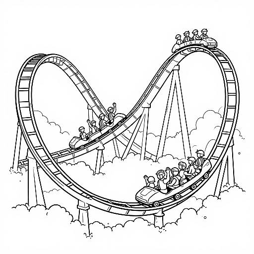 Dynamic Roller Coaster Coloring Page