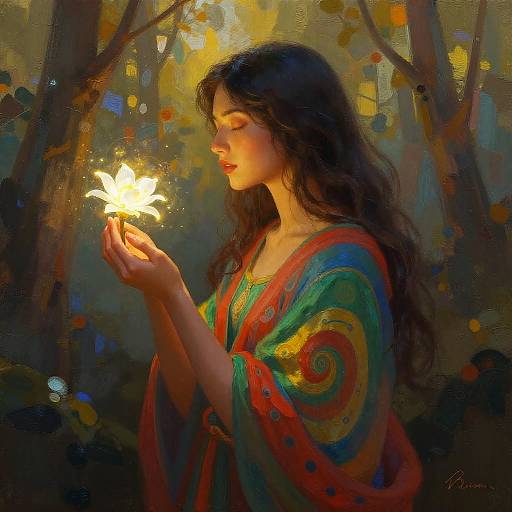 Serene Woman with Glowing Flower