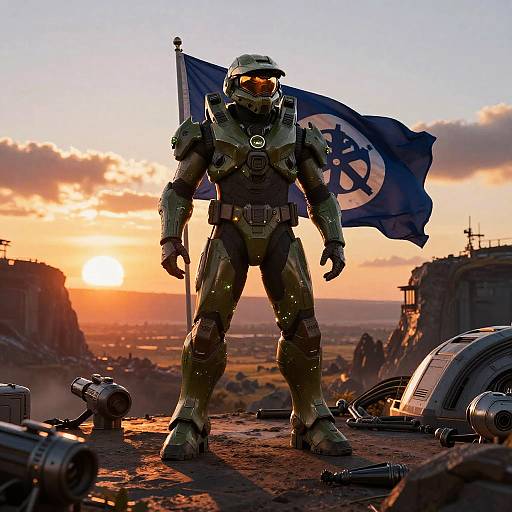 Heroic Halo UNSC Flag on Alien Planet