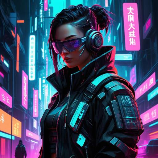 Cyberpunk Hacker in Neon Dystopia Cyberpunk Hacker in Neon Dystopia
