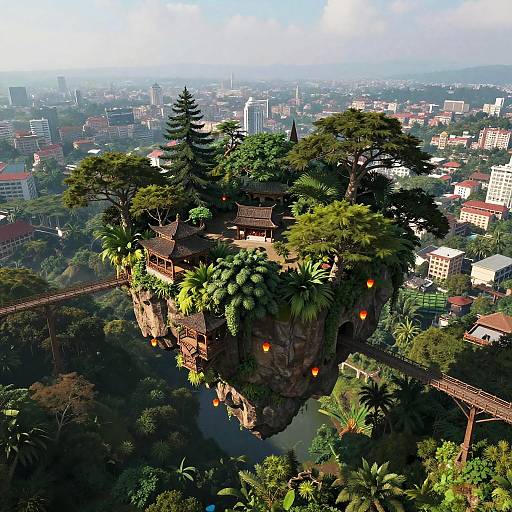 Floating Lantern Island Fantasy Landscape