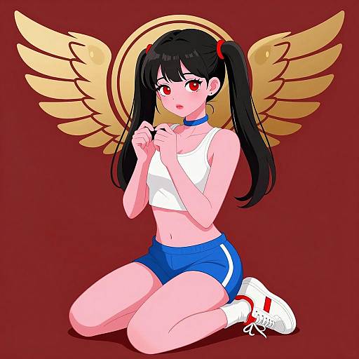 Young Woman in Dynamic Digital Illustration