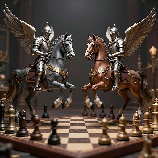 Armored Knights on Winged Horses Duel