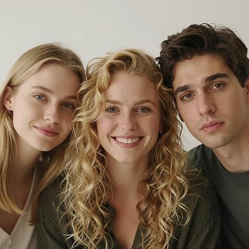 Close-Up Portrait of Three Smiling Friends