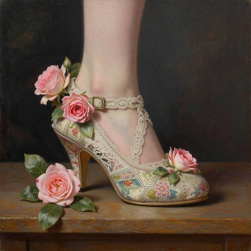 Shabby Chic Lace Shoe Painting