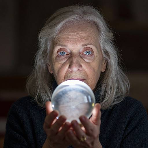 Elderly Woman with Glowing Crystal Ball