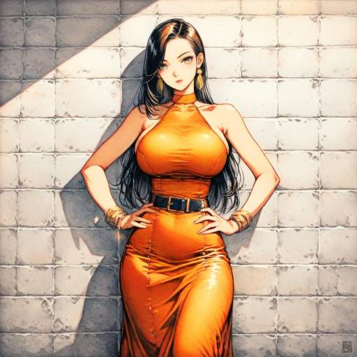 Elegant Maki Zenin in Orange Dress