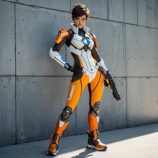 Female Overwatch Tracer Cosplay Full Body