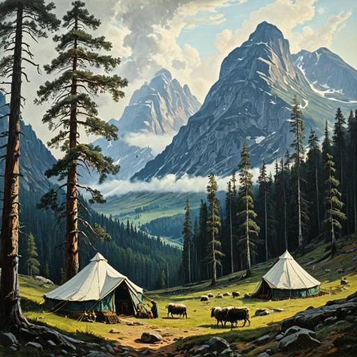 Mountain Plateau with Shepherd's Tents