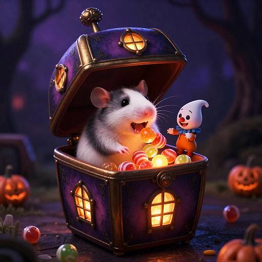 Fat Happy Rat in Haunted Box