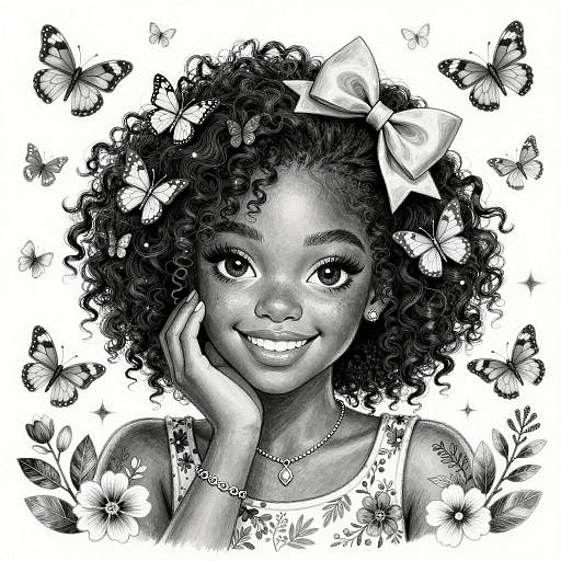 Radiant Black Teen Portrait in Black-and-White