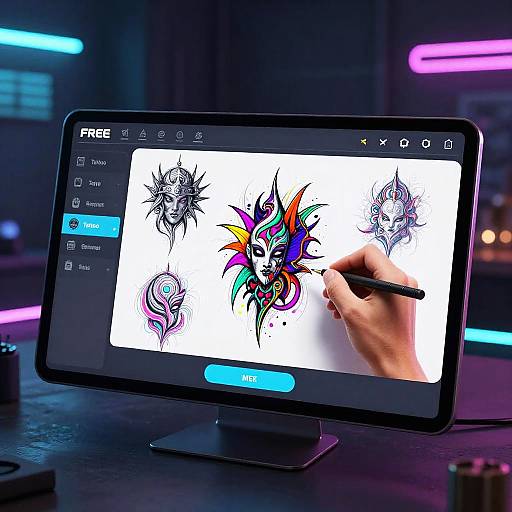 Futuristic Neon Tattoo Generator UI