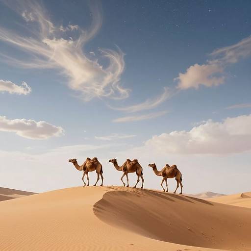 Ethereal Camels on Floating Dune