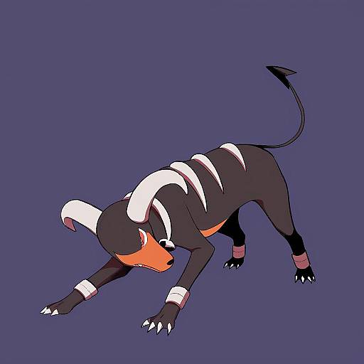 Illustration of Houndoom, pokemon in the style of Bowwow (hamju94)