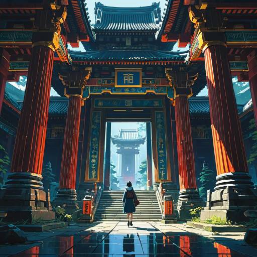 Vibrant Temple Dimension Concept Art