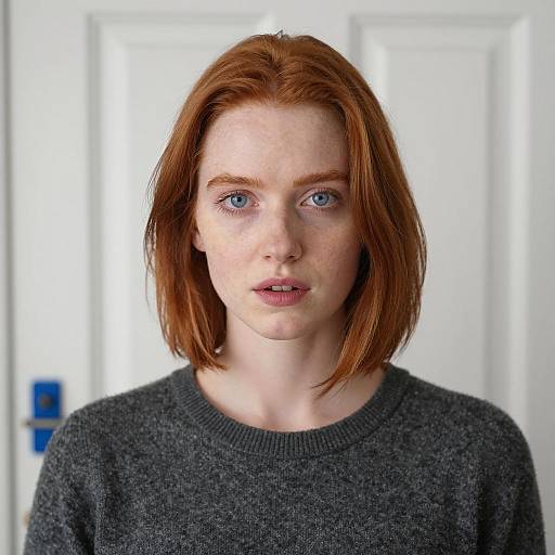 Portrait of a Surprised Redhead Woman