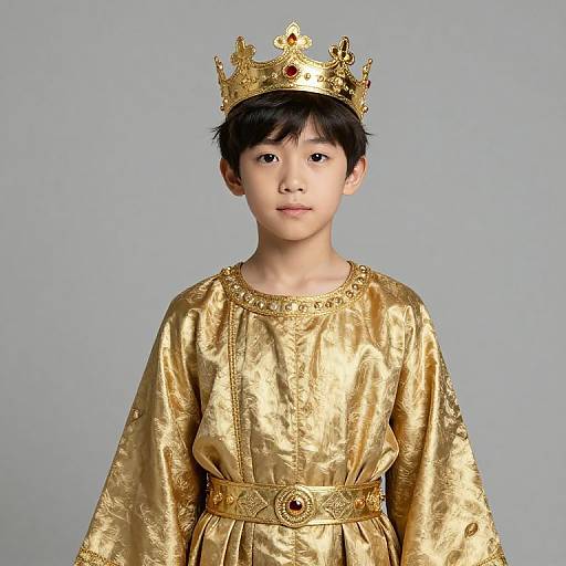 Boy Wearing Gold Crown and Robe
