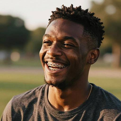 Joyful Black Man Laughing Outdoors