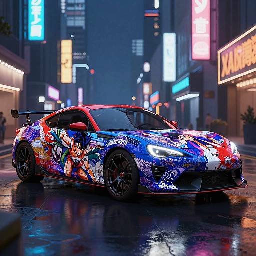 Anime-Style Sports Car Wrap Design