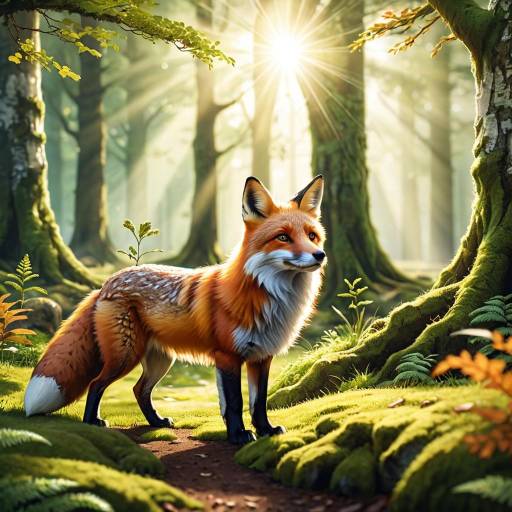 Red Fox in Sunlit Forest